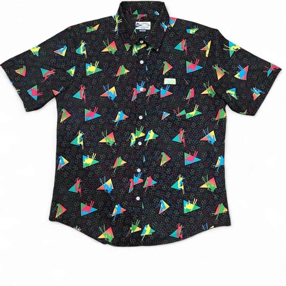 Vibrant Black Geometric Men's Shirt